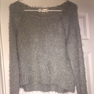 Gray fluffy sweater